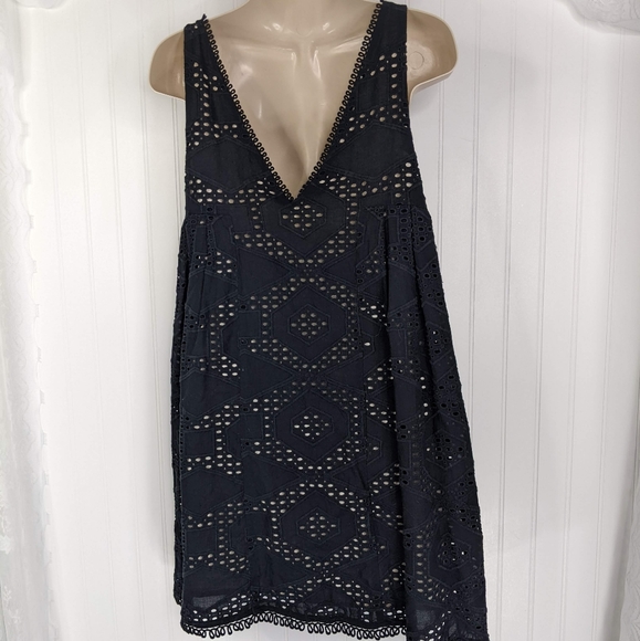 ANTHROPOLOGIE Maeve Black Eyelet Lace Swing Dress Sz S - Picture 9 of 16